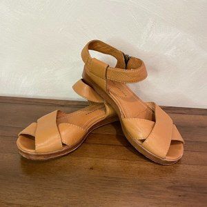 Marc by Marc Jacobs Cognac Leather Sandals with Wood Sole Size EU 37.5